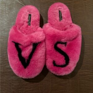 Victoria's Secret Vibrant Pink Plush Slippers